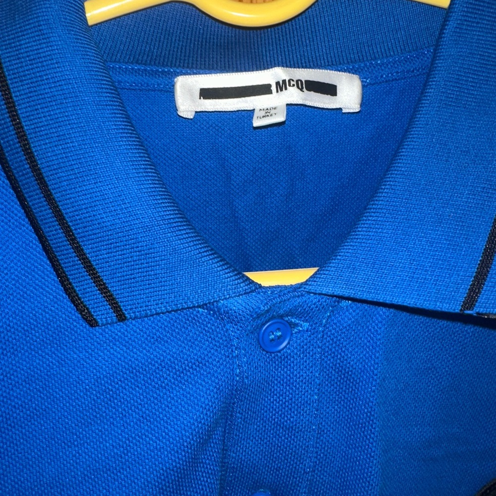 McQ by Alexander McQueen Blue Polo Shirt with Eye Patch - Picture 2 of 3